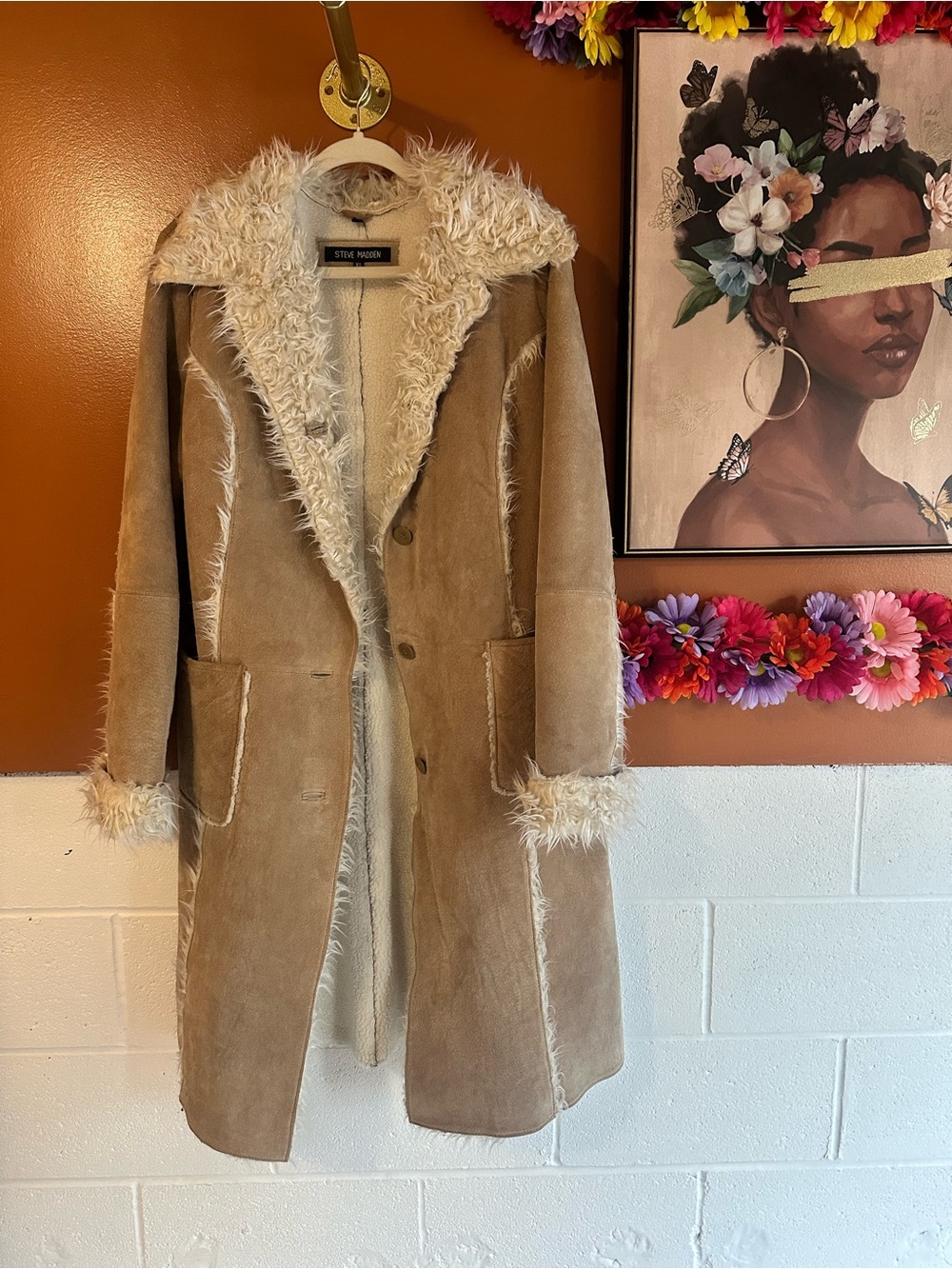 Steve Madden penny lane Faux Shearling Long Coat